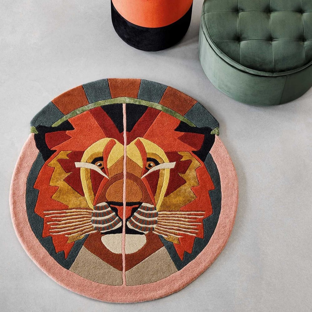 Zodiac Leo Star Sign Circle Round Wool Rugs 161505 by Ted Baker